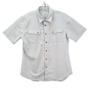 Sugoi Men's Shop Shirt Size L Button Snap Short Sleeve Preppy Casual Stretch